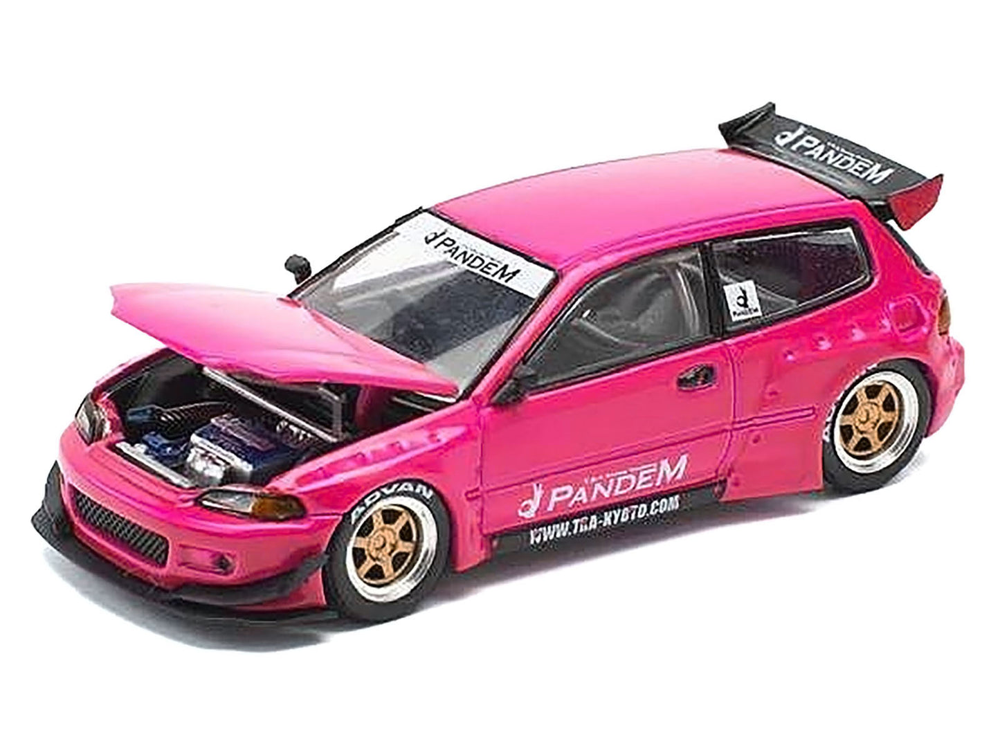 Pandem Civic EG6 RHD (Right Hand Drive) Pink "Enigma Exclusive Edition" 1/64 T&y Diecast Model Car by Pop Race