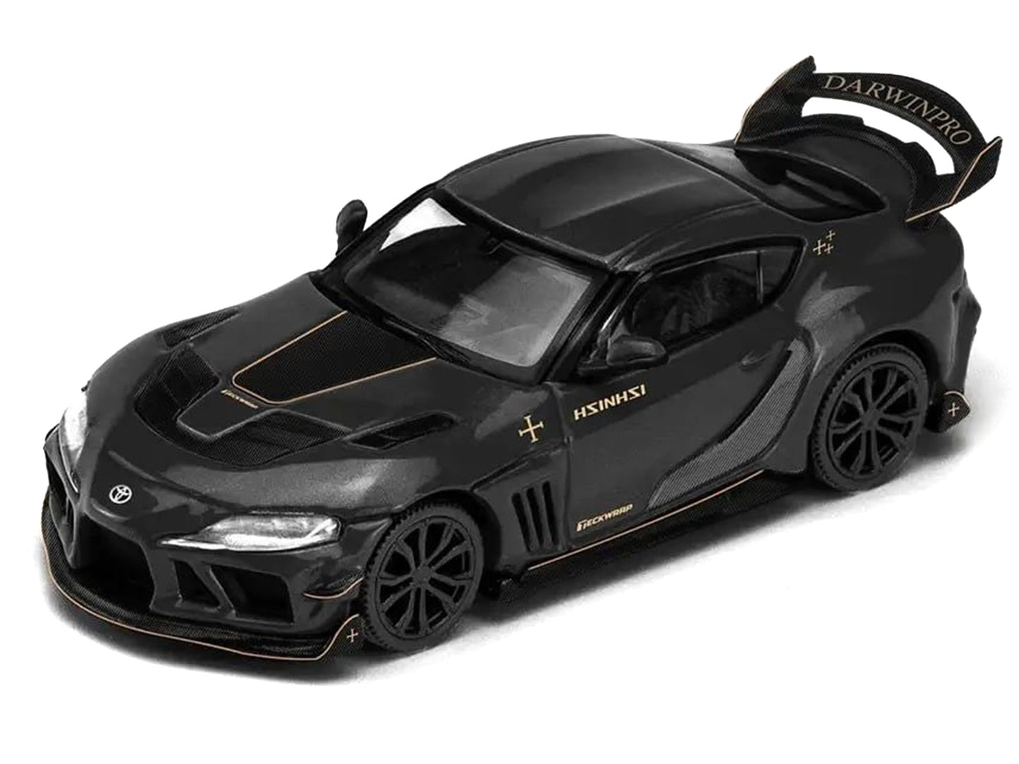 T&yota Supra DarwinPro Black with Gold Accents "Enigma Exclusive Edition" 1/64 T&y Diecast Model Car by Pop Race