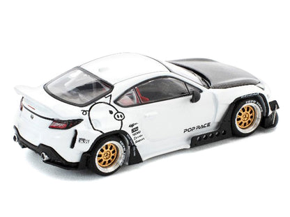 Toyota Pandem GR86 White with Carbon Hood "Enigma Exclusive Edition" 1/64 Diecast Model Car by Pop Race