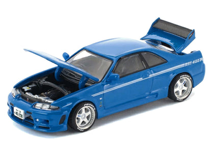 GT-R R33 400R RHD Champion Blue White Stripes 1/64 Diecast Model Car - Pop Race