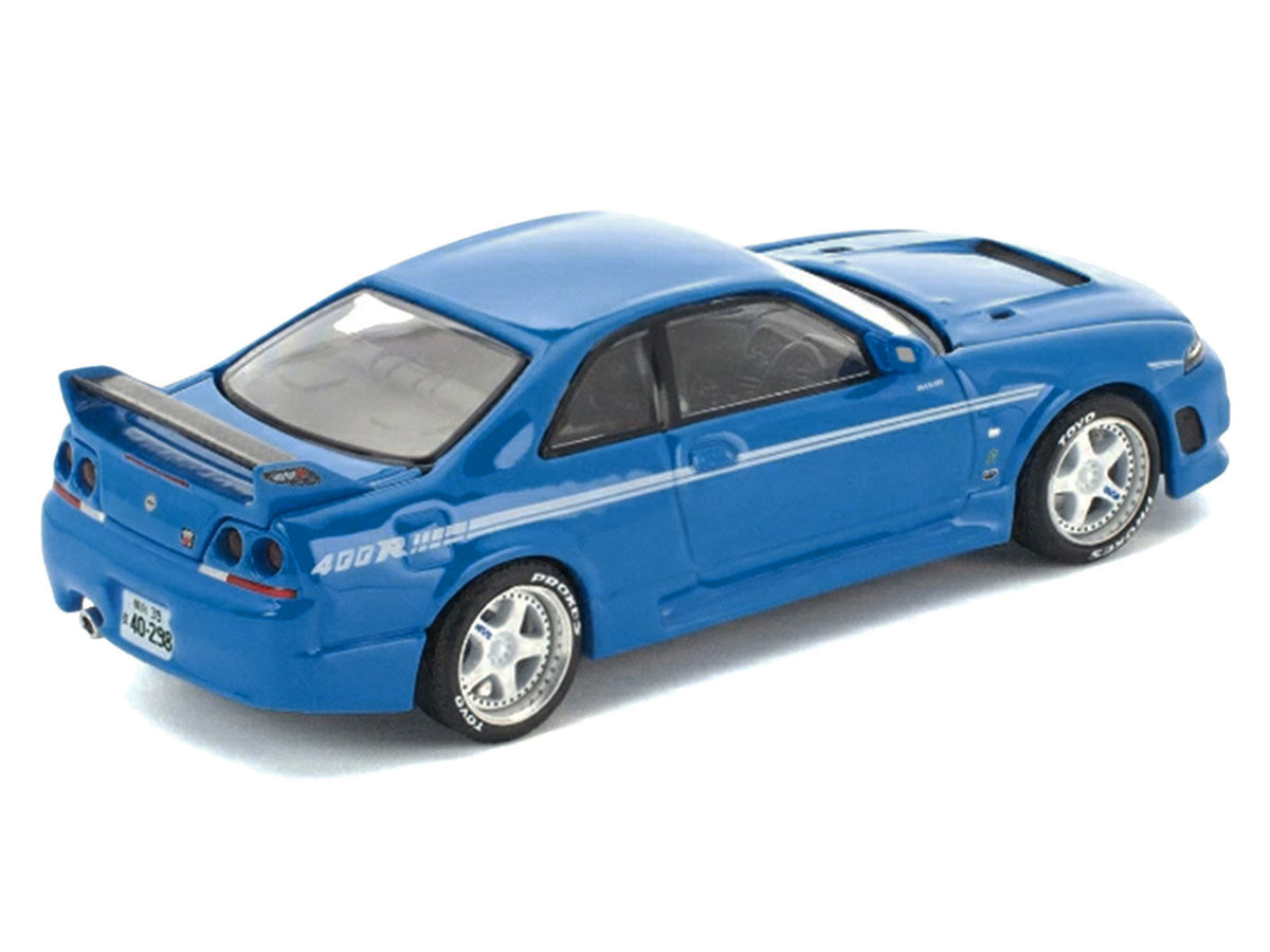 GT-R R33 400R RHD Champion Blue White Stripes 1/64 Diecast Model Car - Pop Race