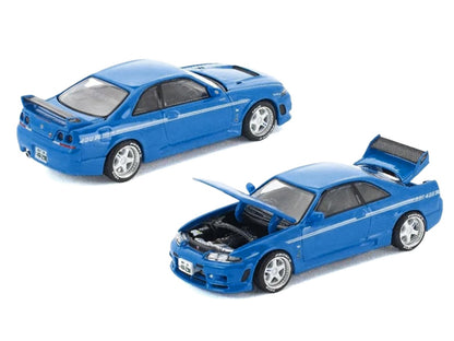 GT-R R33 400R RHD Champion Blue White Stripes 1/64 Diecast Model Car - Pop Race