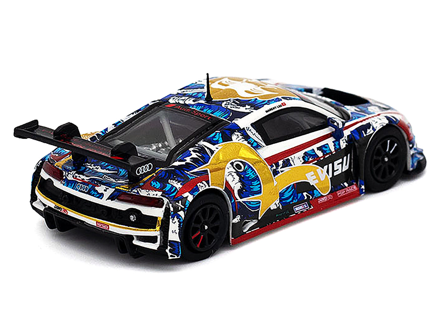 Audi R8 LMS "Evisu Racing X Works" White with Graphics 1/64 T&y Diecast Model Car by Pop Race