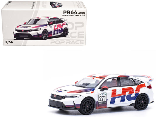 Honda Civic Type R FL5 "HRC - Honda Racing" White with Graphics 1/64 T&y Diecast Model Car by Pop Race