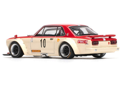 Skyline GT-R V8 Drift "Hakosuka" RHD (Right Hand Drive) #10 "Watanabe" Red and Cream 1/64 Diecast Model Car by Pop Race
