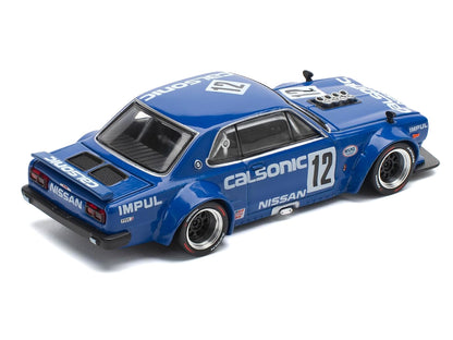Skyline GT-R V8 Drift "Hakosuka" RHD (Right Hand Drive) #12 "Calsonic" Blue with Graphics 1/64 T&y Diecast Model Car by Pop Race