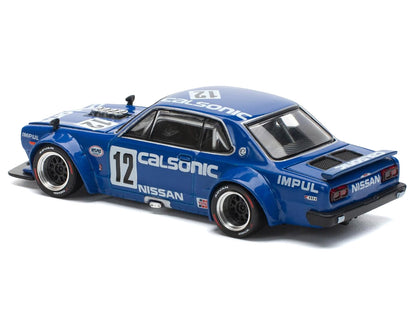 Skyline GT-R V8 Drift "Hakosuka" RHD (Right Hand Drive) #12 "Calsonic" Blue with Graphics 1/64 T&y Diecast Model Car by Pop Race