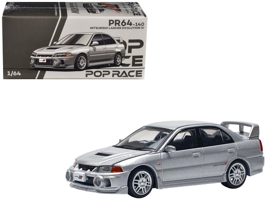 Mitsubishi Lancer Evolution IV RHD (Right Hand Drive) Steel Silver Metallic 1/64 T&y Diecast Model Car by Pop Race
