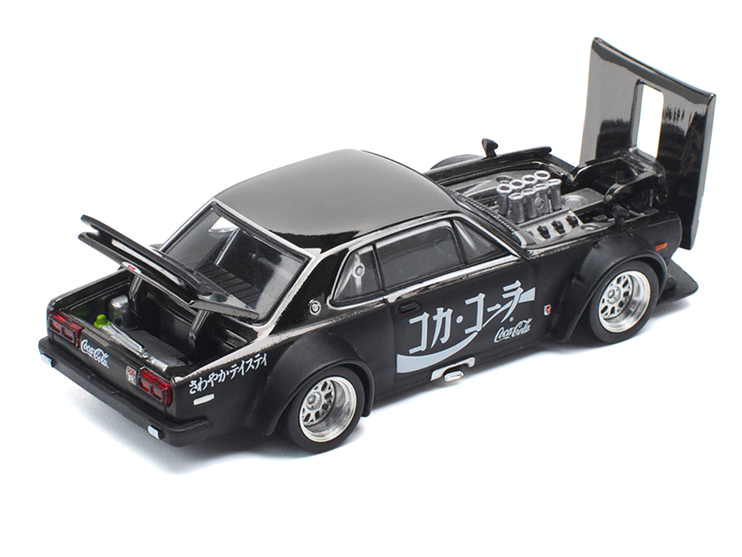 Skyline GT-R V8 Drift "Hakosuka" RHD (Right Hand Drive) "Coca-Cola" Black 1/64 Diecast Model Car by Pop Race