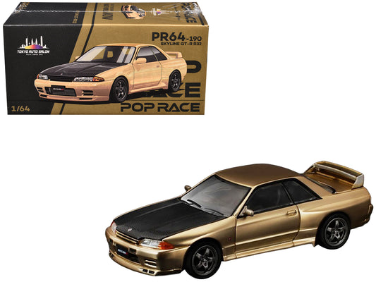 Skyline GT-R R32 RHD (Right Hand Drive) Chrome Gold with Carbon Hood "Tokyo Auto Salon 2025" 1/64 T&y Diecast Model Car by Pop Race