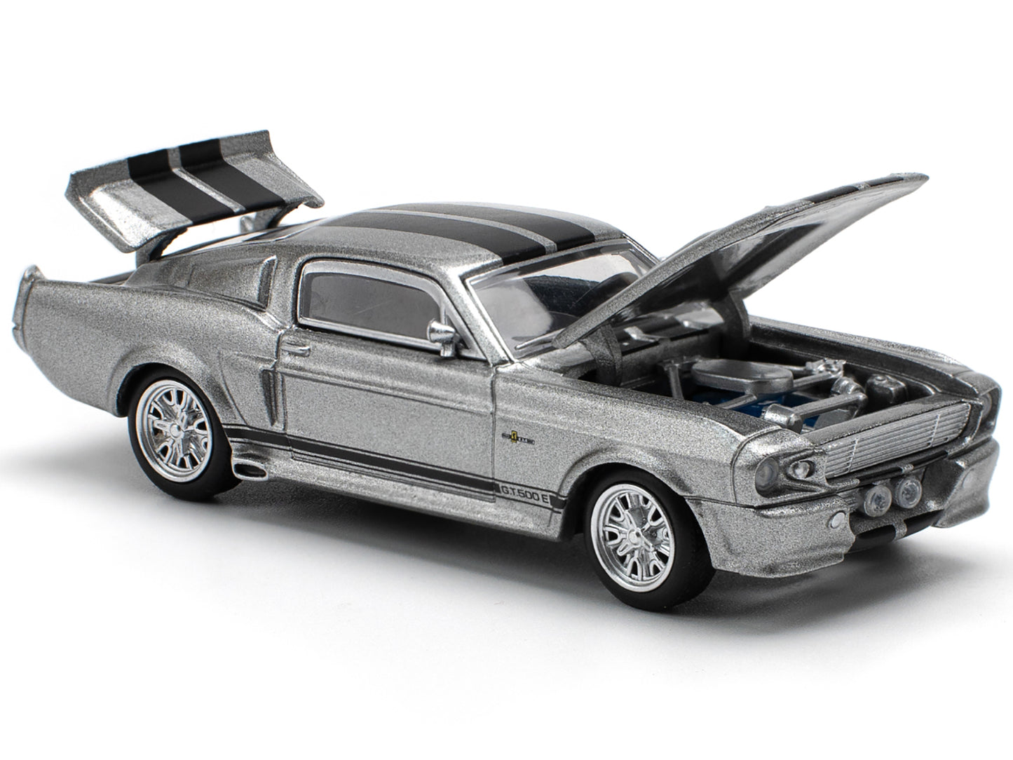 Shelby Mustang GT500 Gray Metallic with Black Stripes 1/64 T&y Diecast Model Car by Pop Race