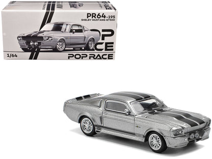 Shelby Mustang GT500 Gray Metallic with Black Stripes 1/64 T&y Diecast Model Car by Pop Race