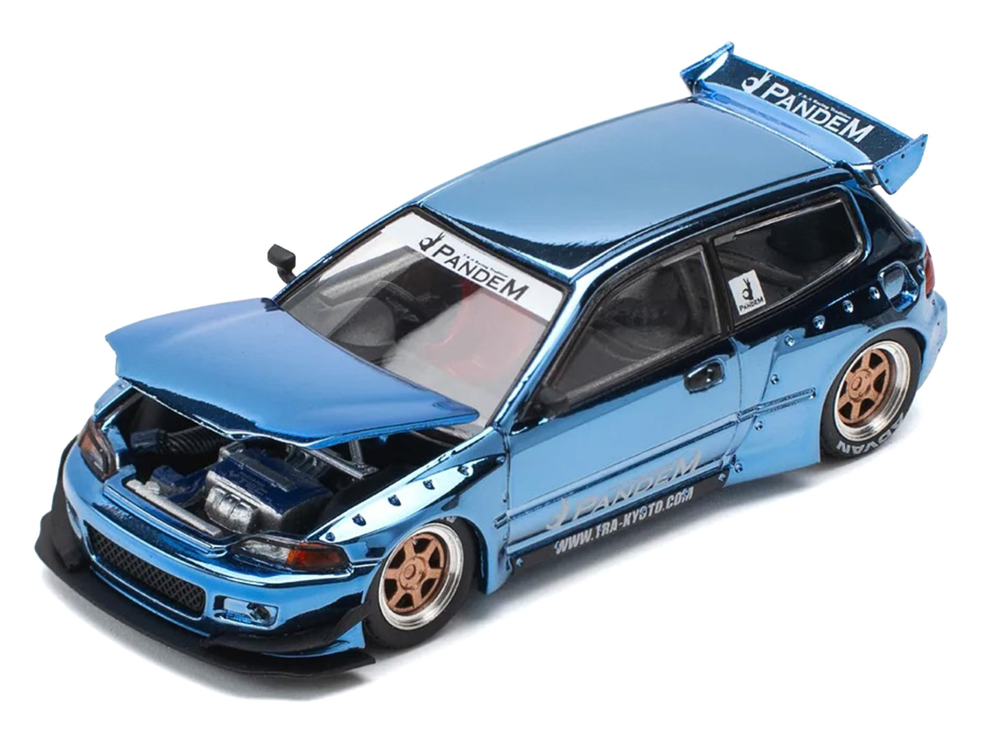 Pandem Civic EG6 RHD (Right Hand Drive) Blue Chrome 1/64 T&y Diecast Model Car by Pop Race