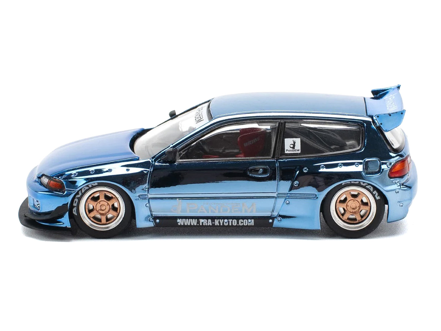 Pandem Civic EG6 RHD (Right Hand Drive) Blue Chrome 1/64 T&y Diecast Model Car by Pop Race