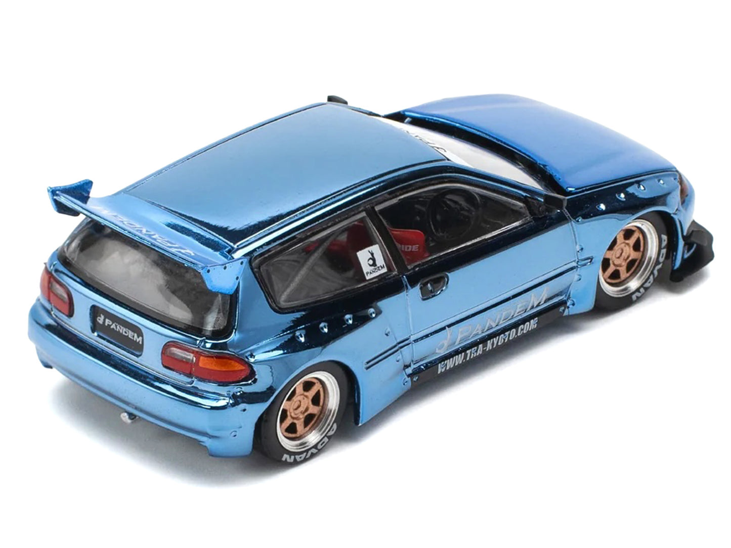 Pandem Civic EG6 RHD (Right Hand Drive) Blue Chrome 1/64 T&y Diecast Model Car by Pop Race
