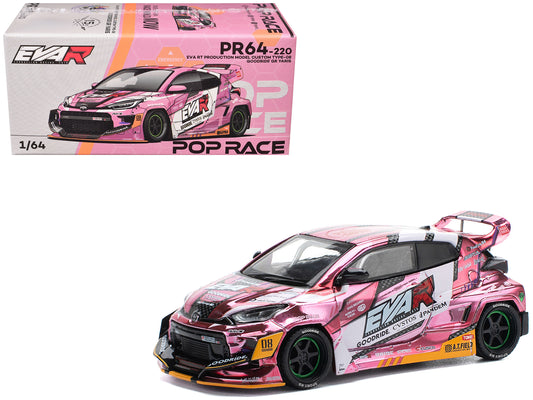 T&yota Goodride GR Yaris RHD (Right Hand Drive) "EVA RT Production Model-08" Pink Metallic with Graphics 1/64 T&y Diecast Model Car by Pop Race