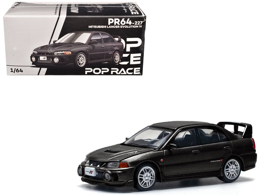 Mitsubishi Lancer Evolution IV RHD (Right Hand Drive) Pyrenees Black Pearl 1/64 T&y Diecast Model Car by Pop Race