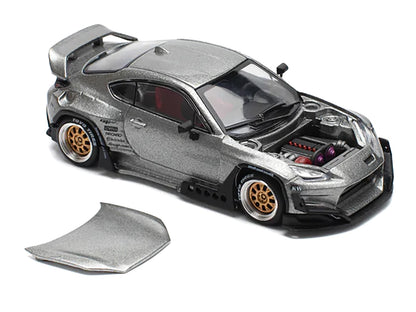 T&yota Pandem GR86 Silver Metallic 1/64 T&y Diecast Model Car by Pop Race