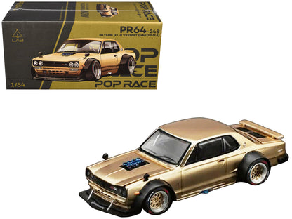 Skyline GT-R V8 Drift "Hakosuka" RHD (Right Hand Drive) Gold Metallic 1/64 Diecast Model Car by Pop Race