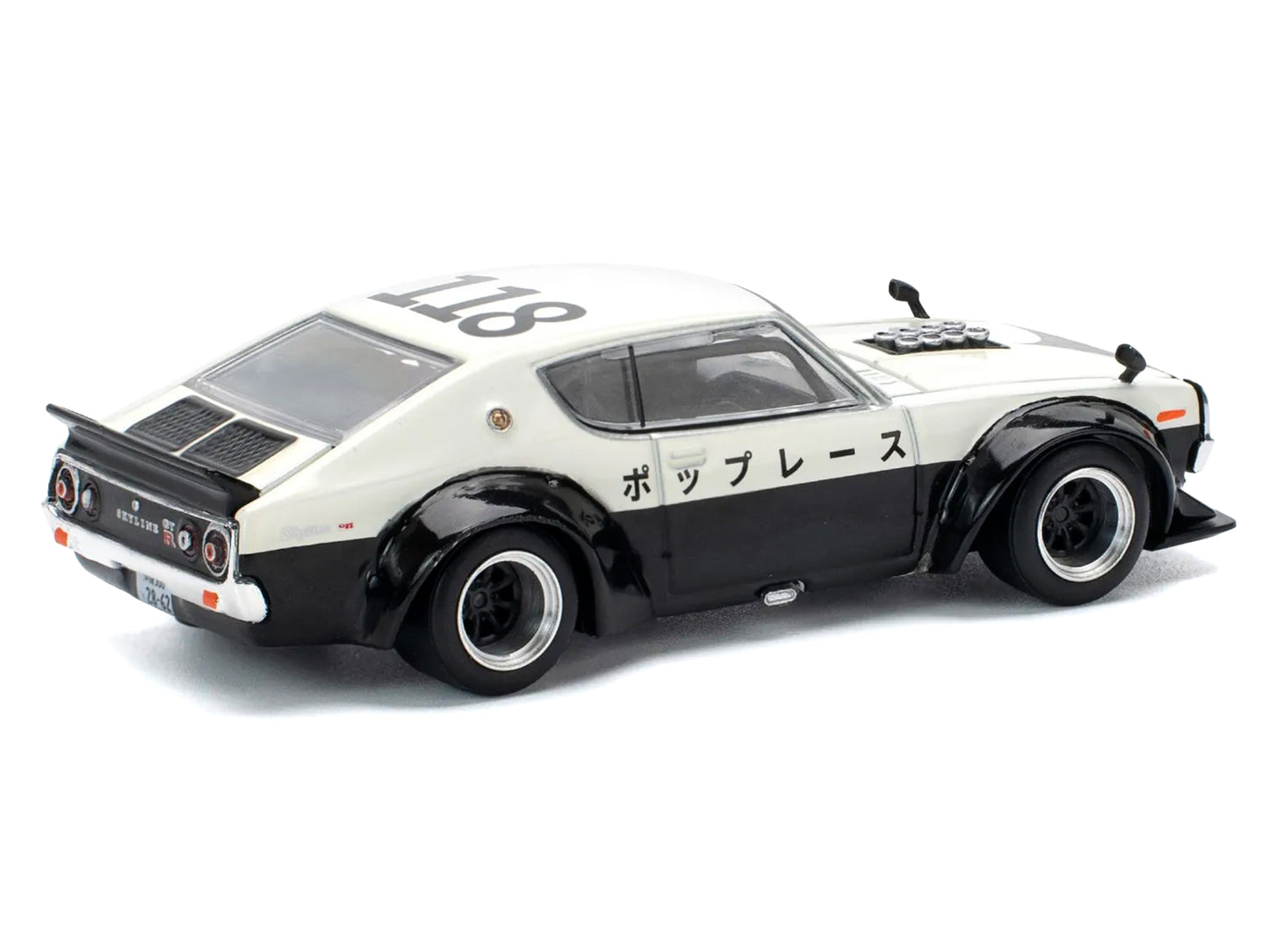 Skyline KPGC110 "Kenmeri" RHD (Right Hand Drive) "Japan National Police Agency Livery" Black and White 1/64 Diecast Model Car by Pop Race