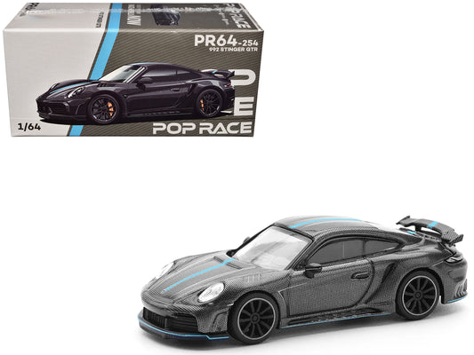 992 Stinger GTR Carbon Edition with Blue Stripe 1/64 T&y Diecast Model Car by Pop Race