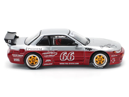 Nissan Pandem S13 RHD (Right Hand Drive) #66 "Moontech" Silver and Red Metallic 1/64 T&y Diecast Model Car by Pop Race