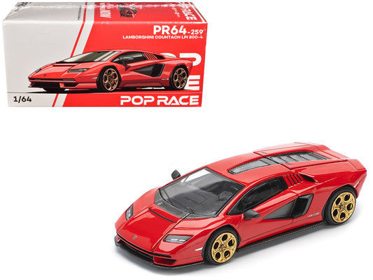 Lamborghini Countach LPI 800-4 Red with Carbon Accents 1/64 T&y Diecast Model Car by Pop Race