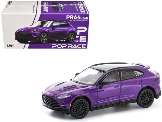 Aston Martin DBX 707 Storm Purple Metallic with Black Top 1/64 T&y Diecast Model Car by Pop Race