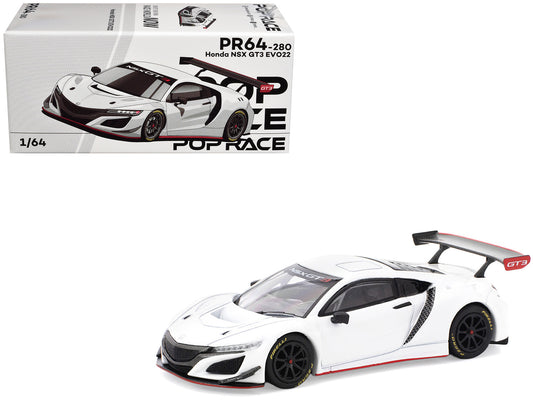 Honda NSX GT3 EVO22 White 1/64 T&y Diecast Model Car by Pop Race