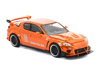 Mazda RX8 RE-Amemiya Widebody RHD Orange Chrome 1/64 Diecast Model Car