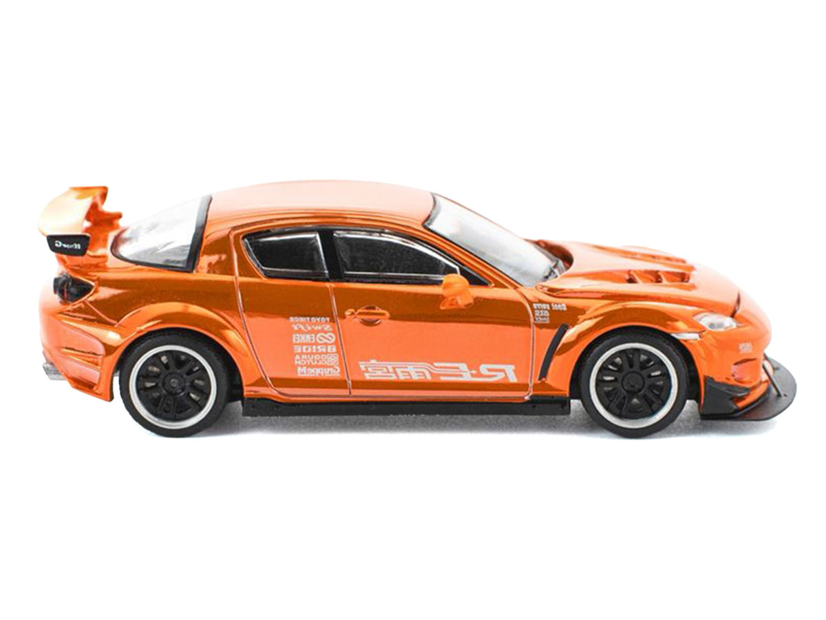 Mazda RX8 RE-Amemiya Widebody RHD Orange Chrome 1/64 Diecast Model Car