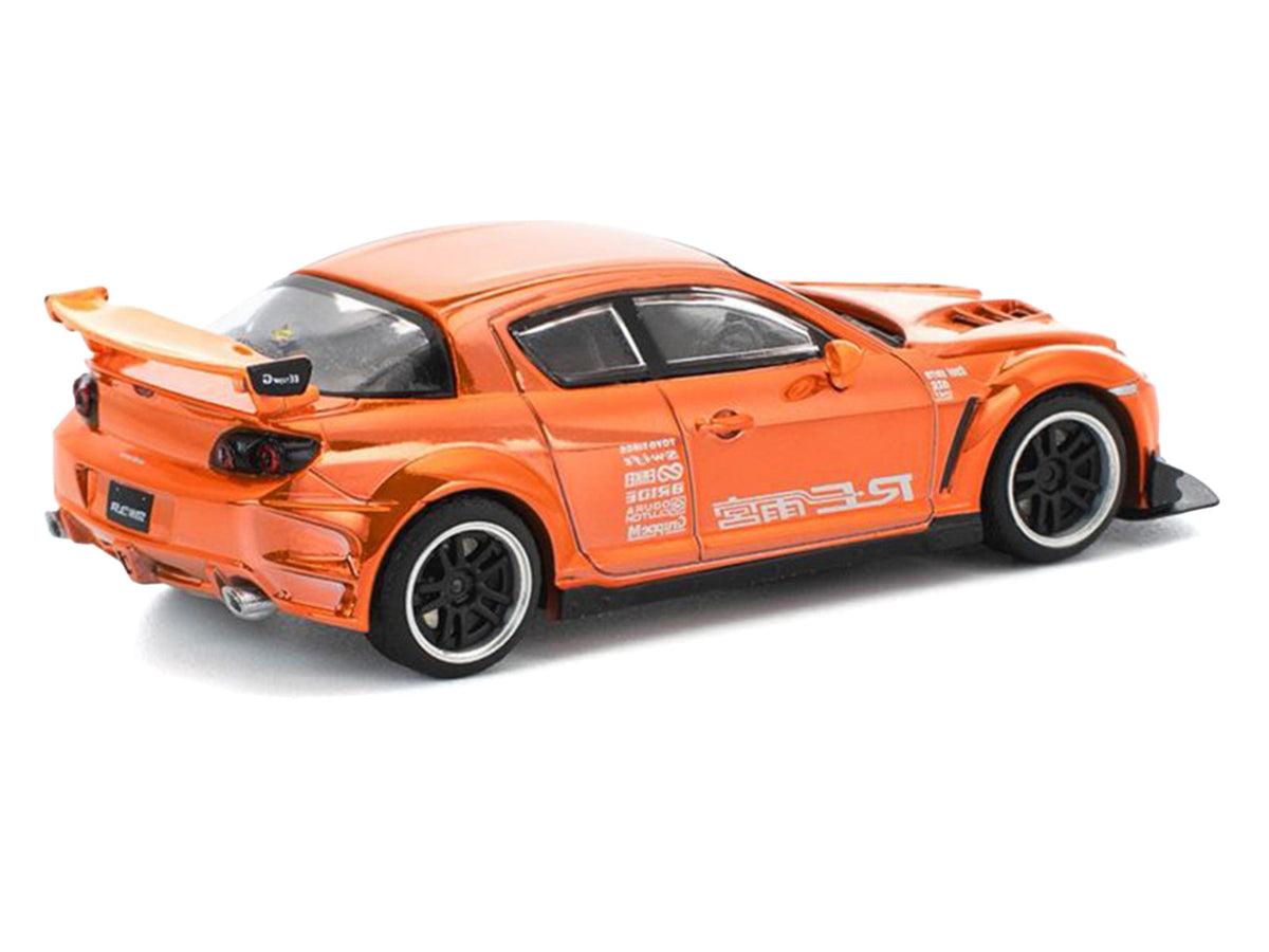 Mazda RX8 RE-Amemiya Widebody RHD Orange Chrome 1/64 Diecast Model Car