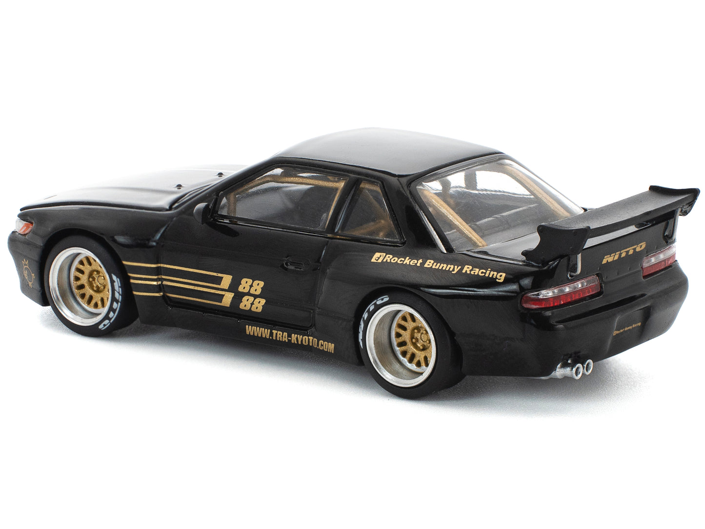 Pandem S13 RHD (Right Hand Drive) Black with Gold Accents 1/64 Diecast Model Car by Pop Race