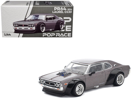 Datsun Laurel C130 RHD (Right Hand Drive) Gray Metallic 1/64 T&y Diecast Model Car by Pop Race