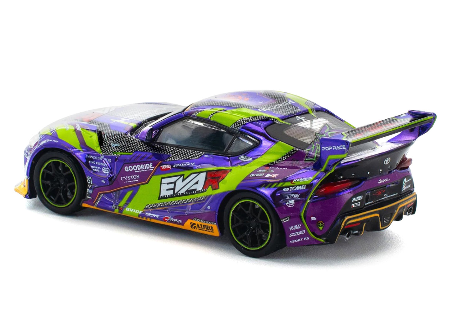 Toyota Pandem GR Supra RHD (Right Hand Drive) "EVA RT Test Type-01 GoodRide" Purple Metallic with Graphics 1/64 Diecast Model Car by Pop Race