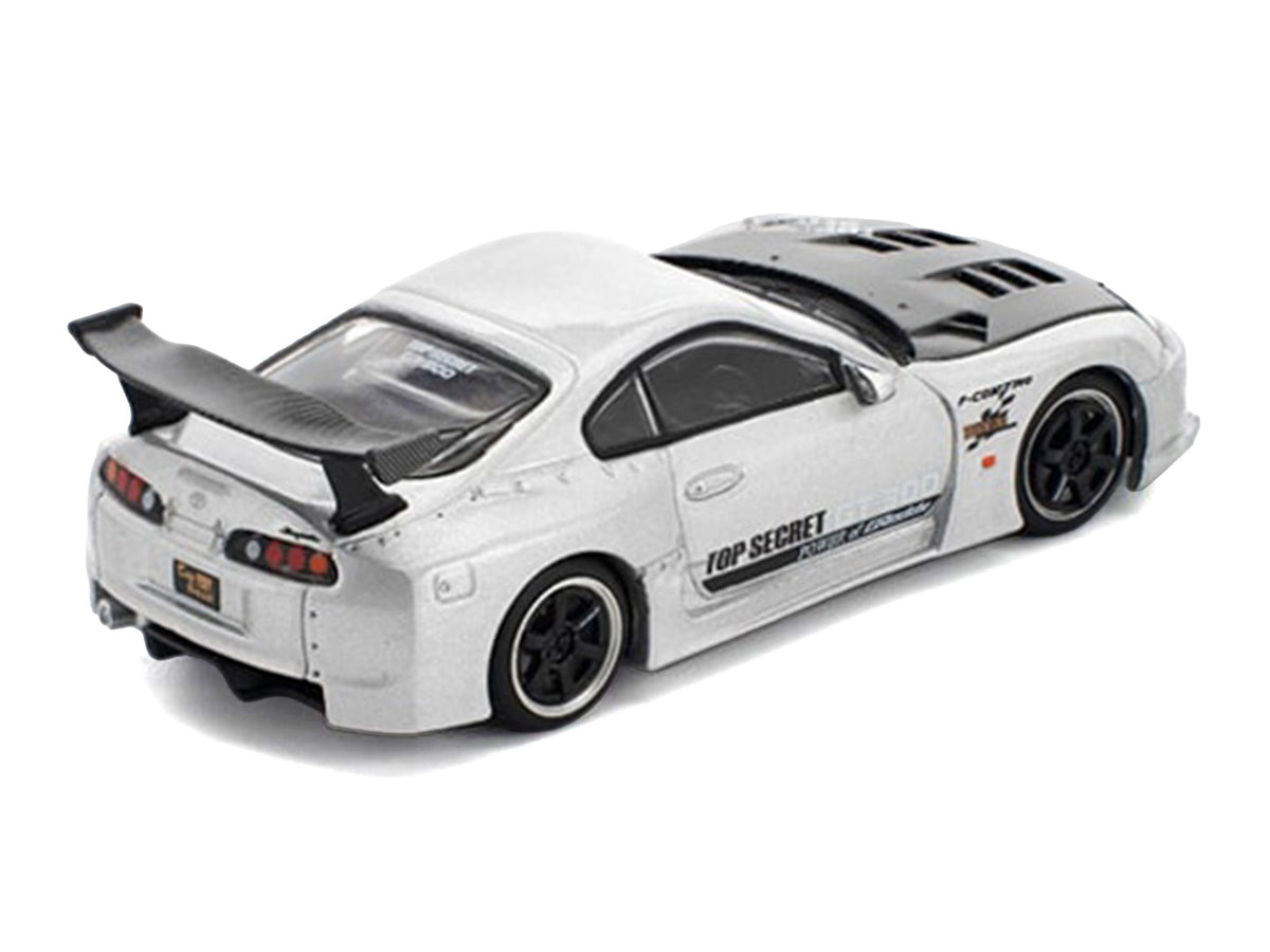 Toyota Supra GT300 RHD Silver Metallic Carbon 1/64 Diecast Model Car - Pop Race