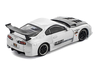 Toyota Supra GT300 RHD Silver Metallic Carbon 1/64 Diecast Model Car - Pop Race