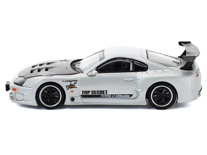 Toyota Supra GT300 RHD Silver Metallic Carbon 1/64 Diecast Model Car - Pop Race