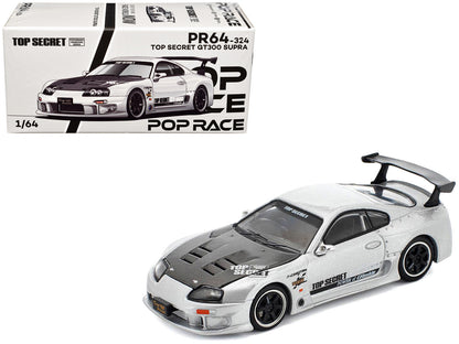 Toyota Supra GT300 RHD Silver Metallic Carbon 1/64 Diecast Model Car - Pop Race