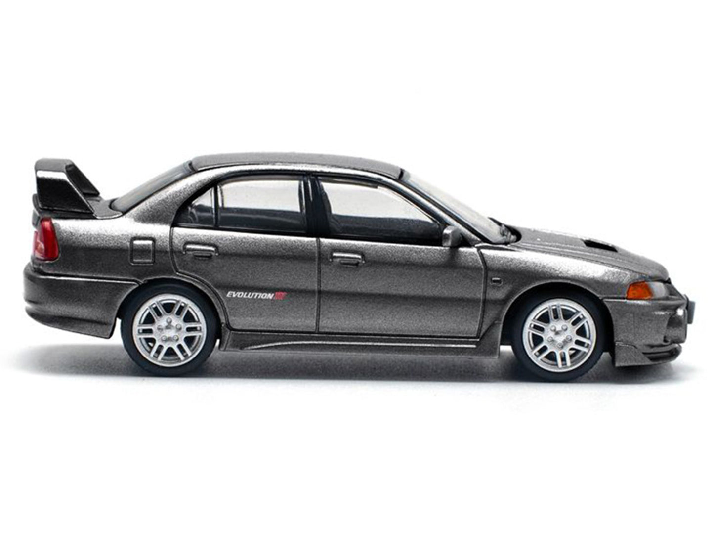 Mitsubishi Lancer Evolution IV RHD (Right Hand Drive) Dark Gray Metallic 1/64 Diecast Model Car by Pop Race