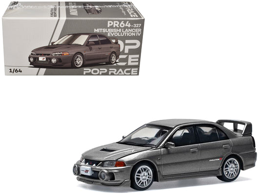 Mitsubishi Lancer Evolution IV RHD (Right Hand Drive) Dark Gray Metallic 1/64 T&y Diecast Model Car by Pop Race