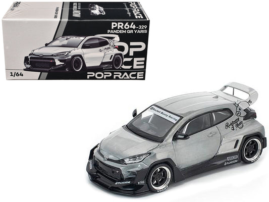 T&yota "Pandem" GR Yaris RHD (Right Hand Drive) Raw Metal 1/64 T&y Diecast Model Car by Pop Race