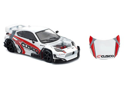 Toyota Pandem GR86 "Cusco" White with Racing Graphics 1/64 Diecast Model Car by Pop Race