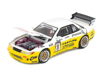 Pandem S13 RHD #84 White and Yellow with Graphics 1/64 Diecast Model Car