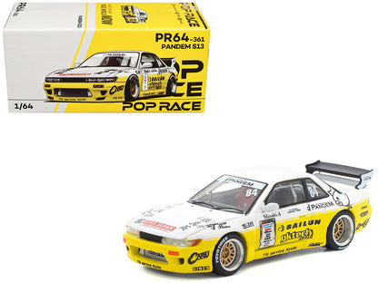 Pandem S13 RHD #84 White and Yellow with Graphics 1/64 Diecast Model Car