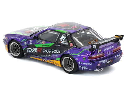 Pandem S13 RHD (Right Hand Drive) "EVA RT Test Type-01" Purple Metallic with Graphics 1/64 Diecast Model Car by Pop Race