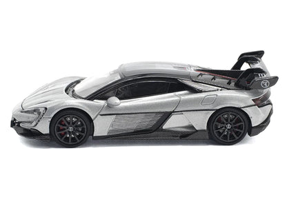 Yangwang U9 Silver Metallic with Black Top and Stripes 1/64 Diecast Model Car by Pop Race