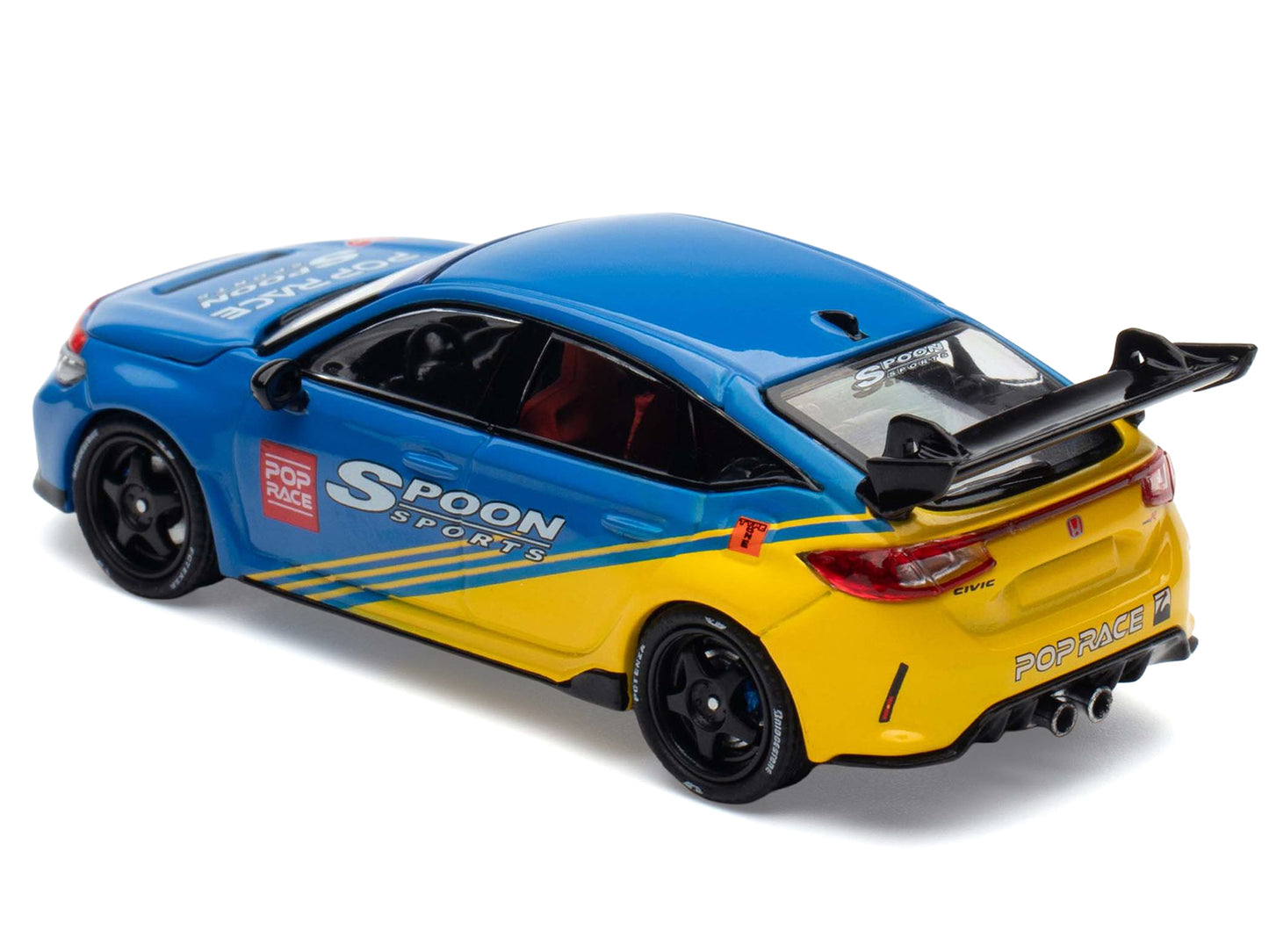 Honda Civic Type R FL5 "Spoon Sports" Blue and Yellow "Tokyo Auto Salon - Hong Kong 2025" 1/64 Diecast Model Car by Pop Race