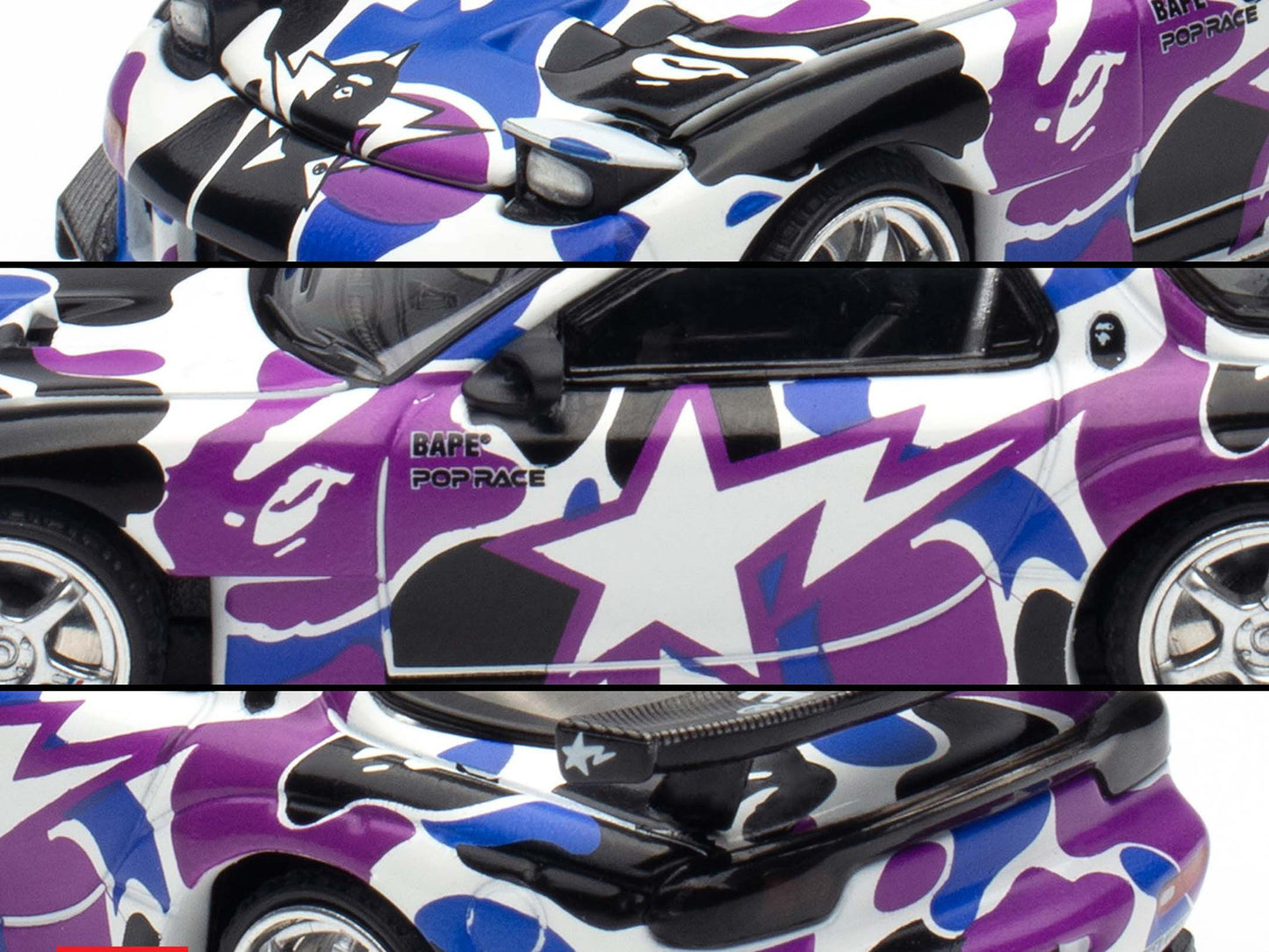 Mazda RX-7 (FD3S) RHD (Right Hand Drive) "BAPE (A Bathing Ape)" Purple Camouflage 1/64 Diecast Model Car by Pop Race