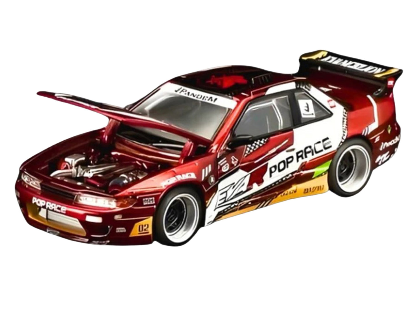 Pandem S13 RHD (Right Hand Drive) "EVA RT Production Model-02" Red Metallic with Graphics 1/64 T&y Diecast Model Car by Pop Race
